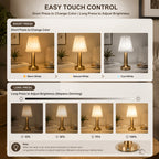 Lampe de table sans fil à abat-jour plissé blanc, pied doré ou argenté