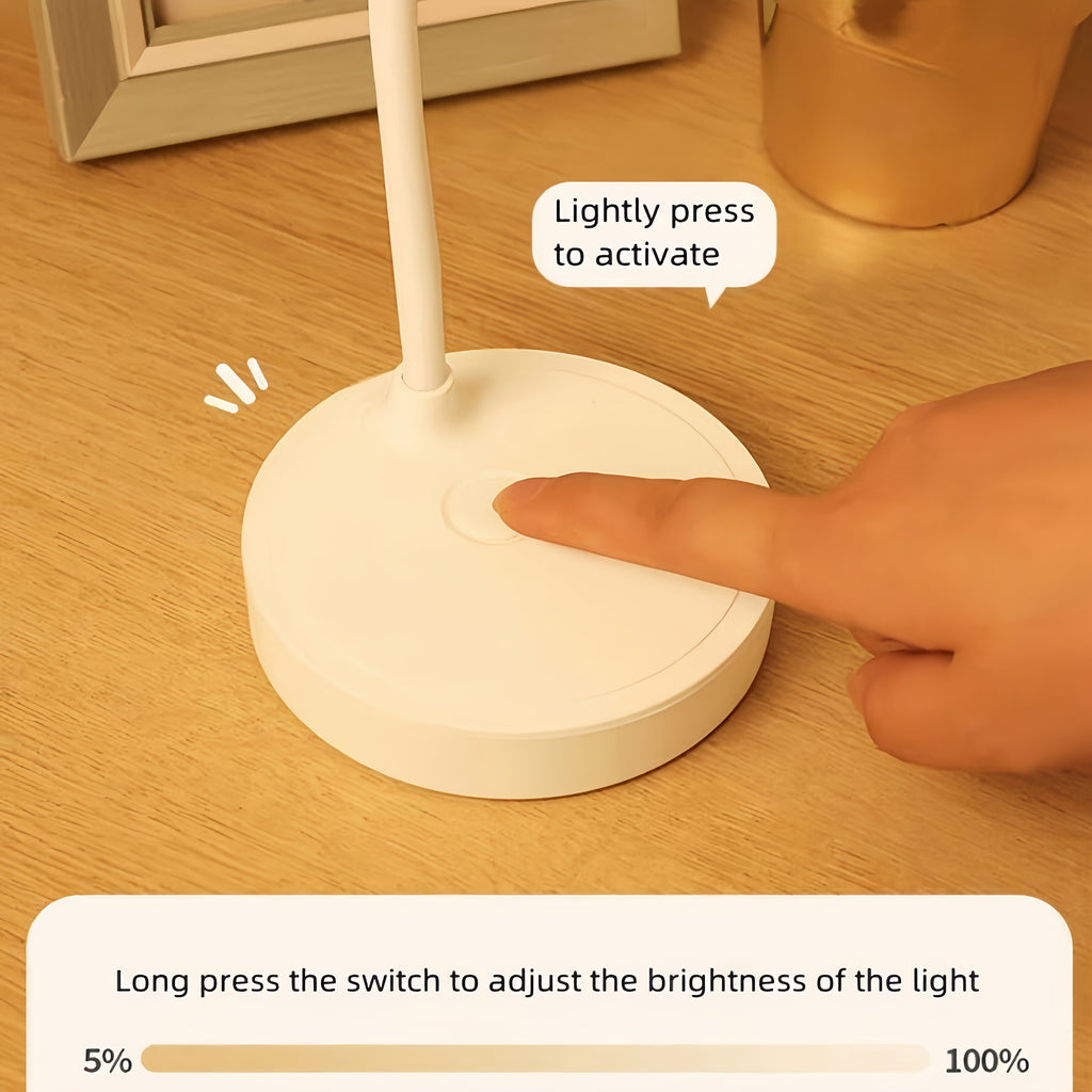 Lampe de bureau sans fil blanche à col flexible, batterie 800 mAh