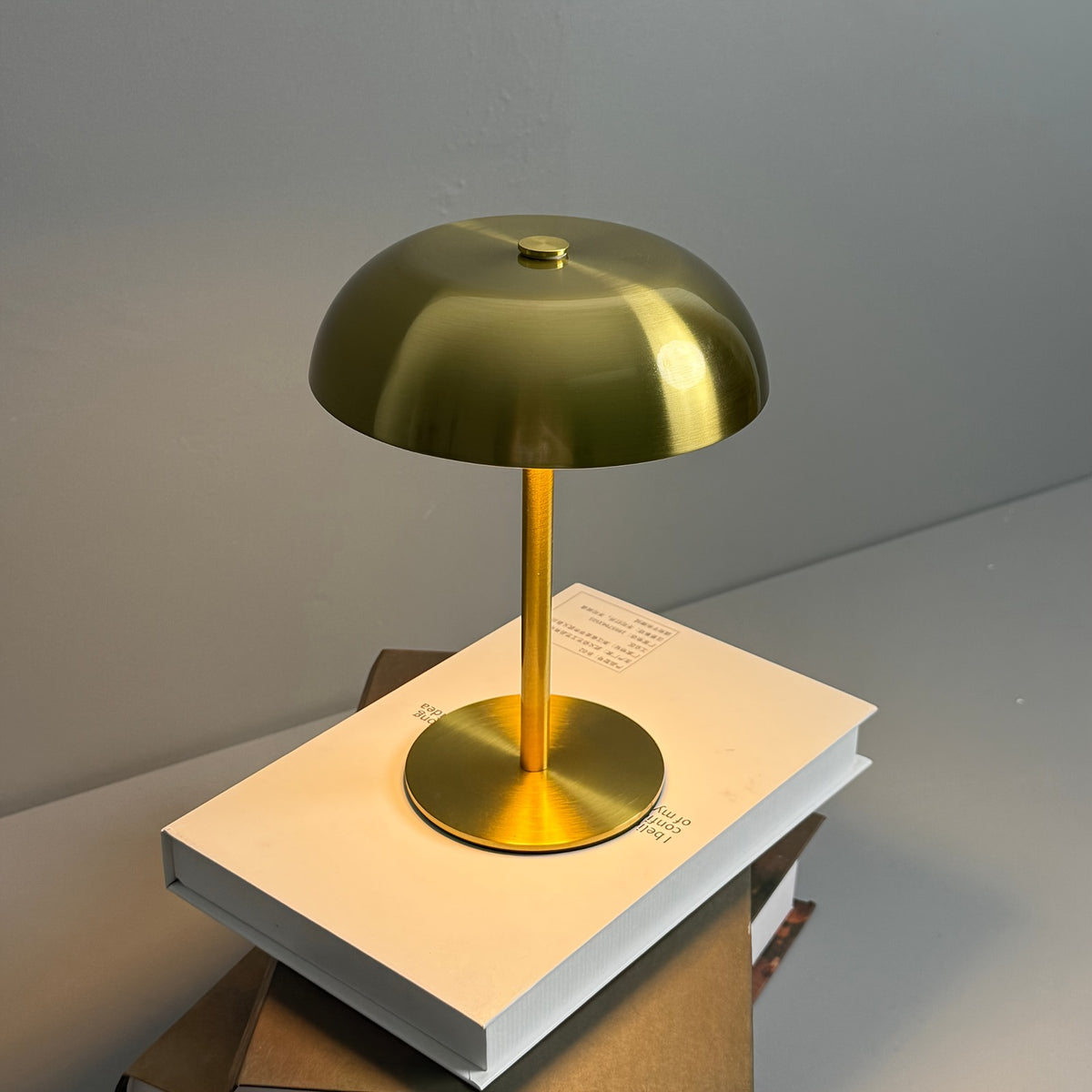 Lampe champignon en métal doré brossé, en duo