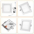 Lot de 5 dalles LED carrées encastrables 3W, 6W ou 9W, extra-plates