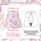 Lot de 2 abat-jour à pince en toile fleurie rose, Ø 15 cm