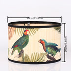 Abat-jour tambour en bambou imprimé de perroquets, Ø 30 x H 20 cm