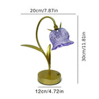 Lampe fleur de muguet sans fil, clochette en verre lilas et tige dorée