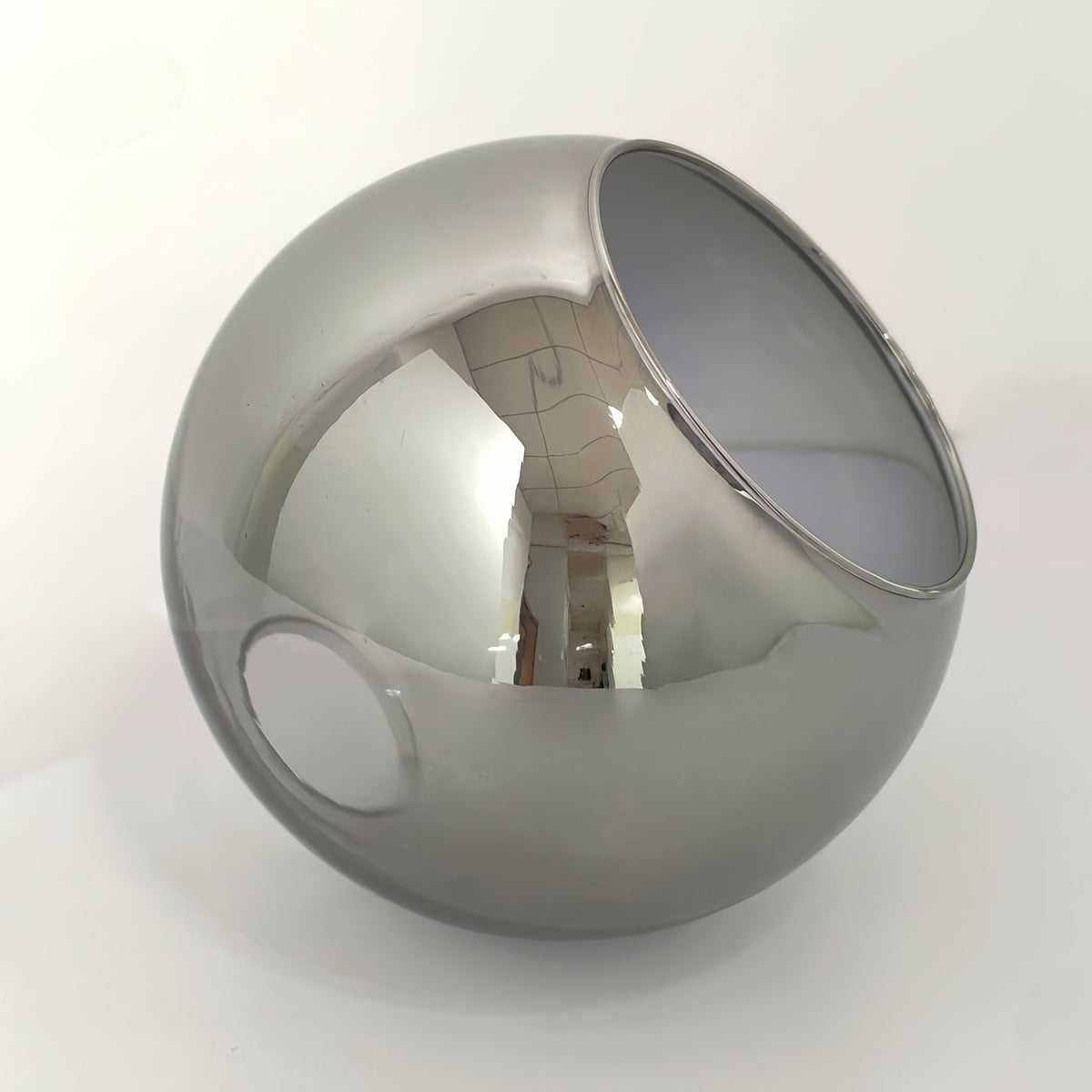 Globe de rechange en verre fumé gris, Ø 14,5 cm, col de 4,5 cm