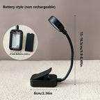 Lampe de lecture à pince noire à piles, tête ronde, col 360°