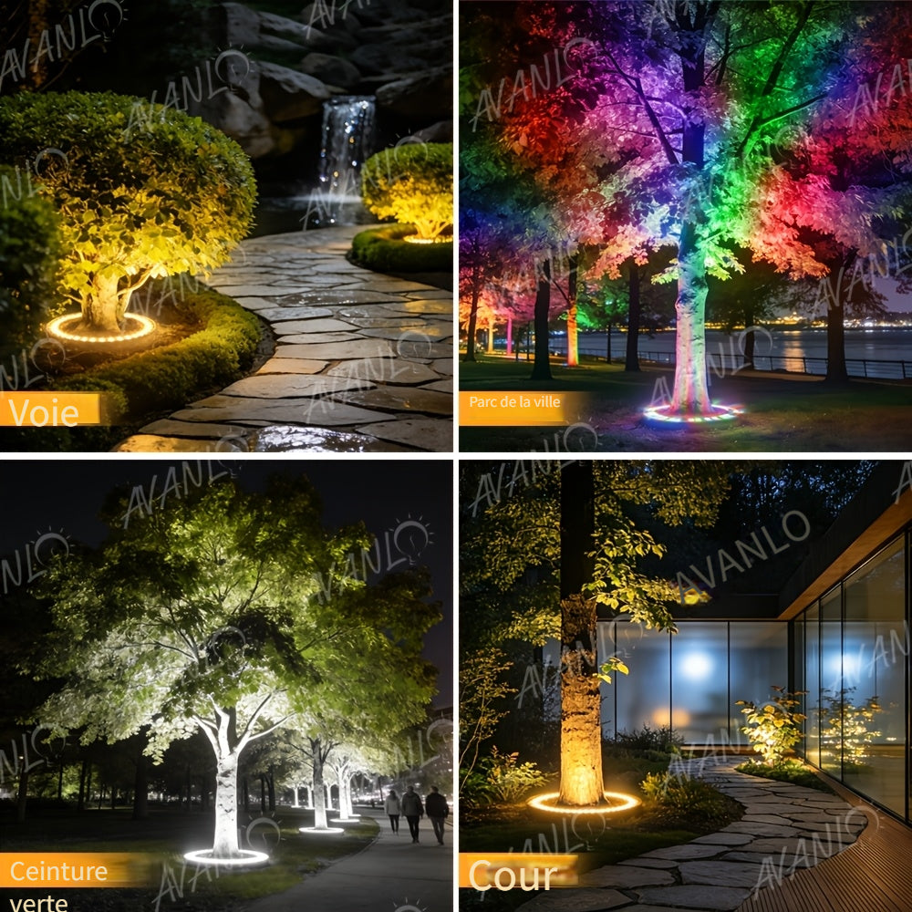 Spot extérieur en anneau LED pour tronc d'arbre, aluminium IP65