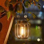 Suspension solaire extérieure cage noire et ampoule filament