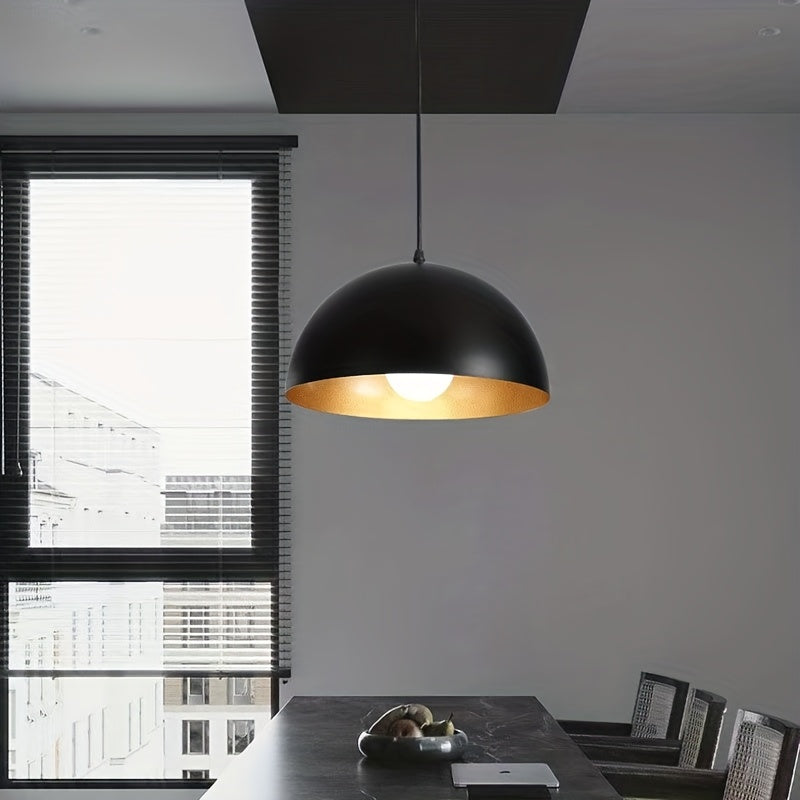 Suspension dôme en métal noir martelé à intérieur doré, Ø 40 cm