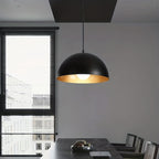 Suspension dôme en métal noir martelé à intérieur doré, Ø 40 cm
