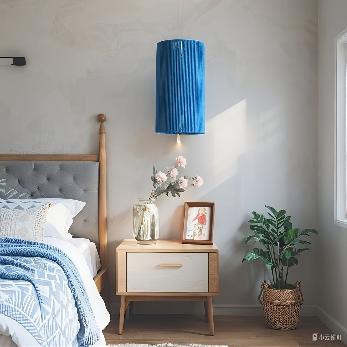 Abat-jour cylindre en cordelette textile, cinq coloris au choix