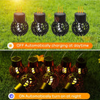 Lot de 5 lanternes solaires boule noire à effet flamme, à anse