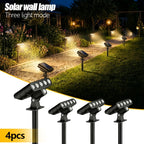 Spot solaire 5 LED à détecteur de mouvement, mur ou piquet, lot de 4