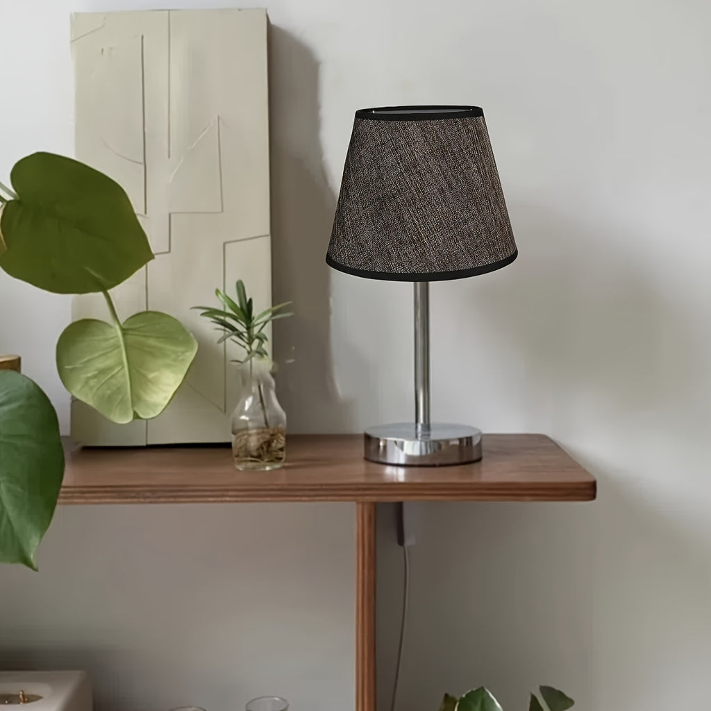Abat-jour conique aspect lin chiné, beige ou gris foncé, Ø 22 cm