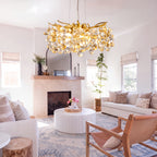 Lustre doré à branches et cristaux, 5 lumières G9, Ø 40 cm