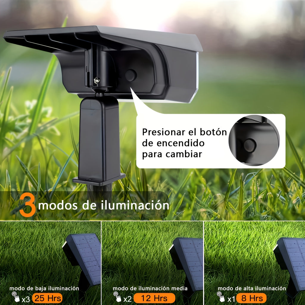 Spot solaire extérieur 38 LED à piquet, trois intensités, IP68