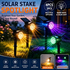 Spot solaire mural ou à piquet IP65, blanc chaud ou 7 couleurs