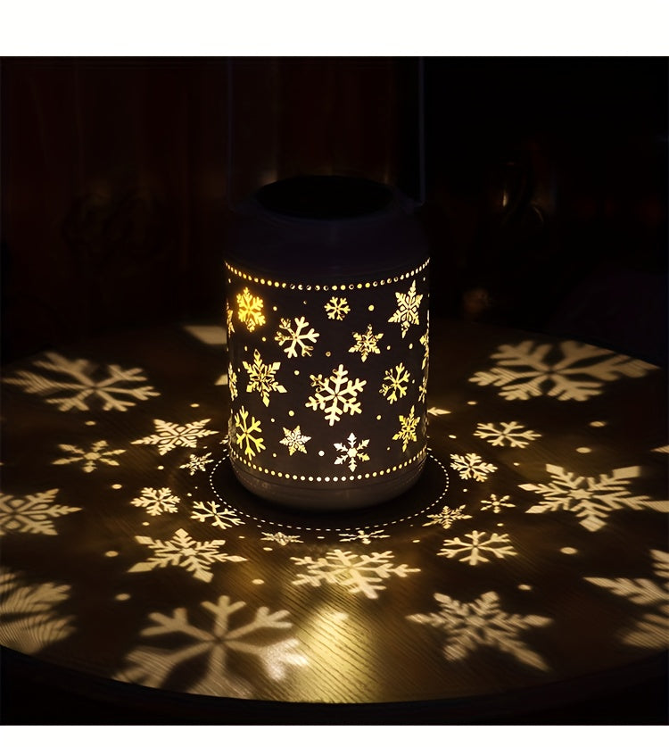 Lanterne solaire blanche ajourée de flocons de neige, 33 cm