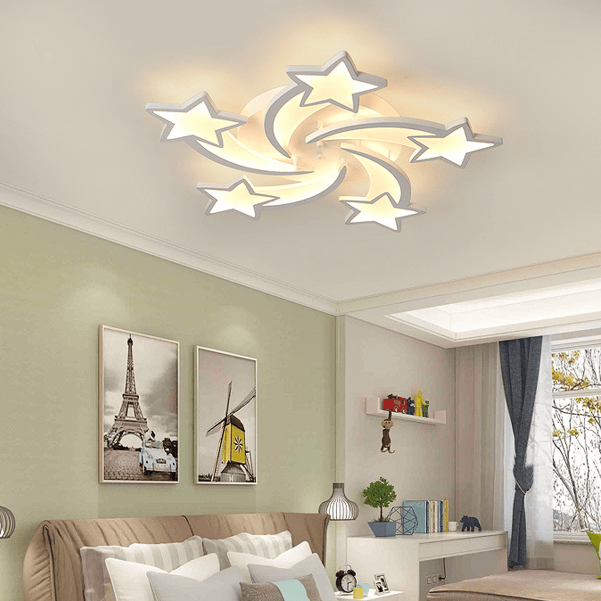 Plafonnier LED cinq étoiles Ø 65 cm avec mode nuit et variateur