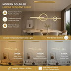 Lustre LED cercles et barres sur 120 cm, en blanc, noir ou doré