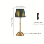 Lampe de table sans fil à abat-jour plissé vert ou crème, 40 cm