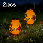 Suspension solaire d'extérieur peinte fleur et papillon, IP44