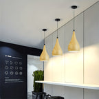 Abat-jour de suspension cloche effet bois, Ø 32 cm, deux teintes