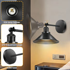 Applique murale industrielle noire orientable, lot de 2 sans fil RVB