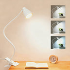 Lampe de bureau à pince blanche à tête conique, câble USB de 157 cm