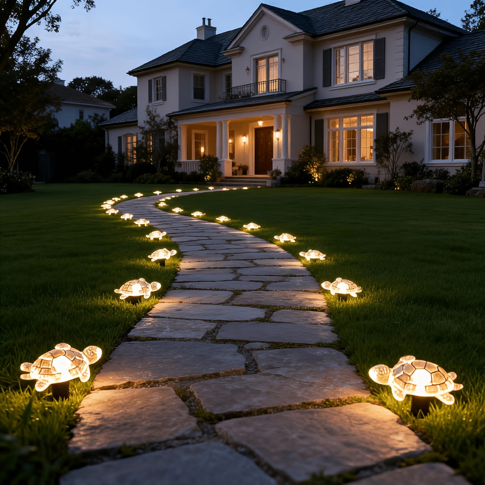 Guirlande solaire à piquets en forme de tortue, 10 ou 20 lumières