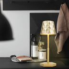 Lampe de bureau LED rose sans fil, abat-jour facetté en relief
