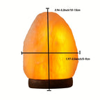 Lampe de sel rose brut sur socle en bois, veilleuse USB chaude