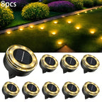 Spot solaire à enterrer à batterie remplaçable, 8 LED, lot de 8