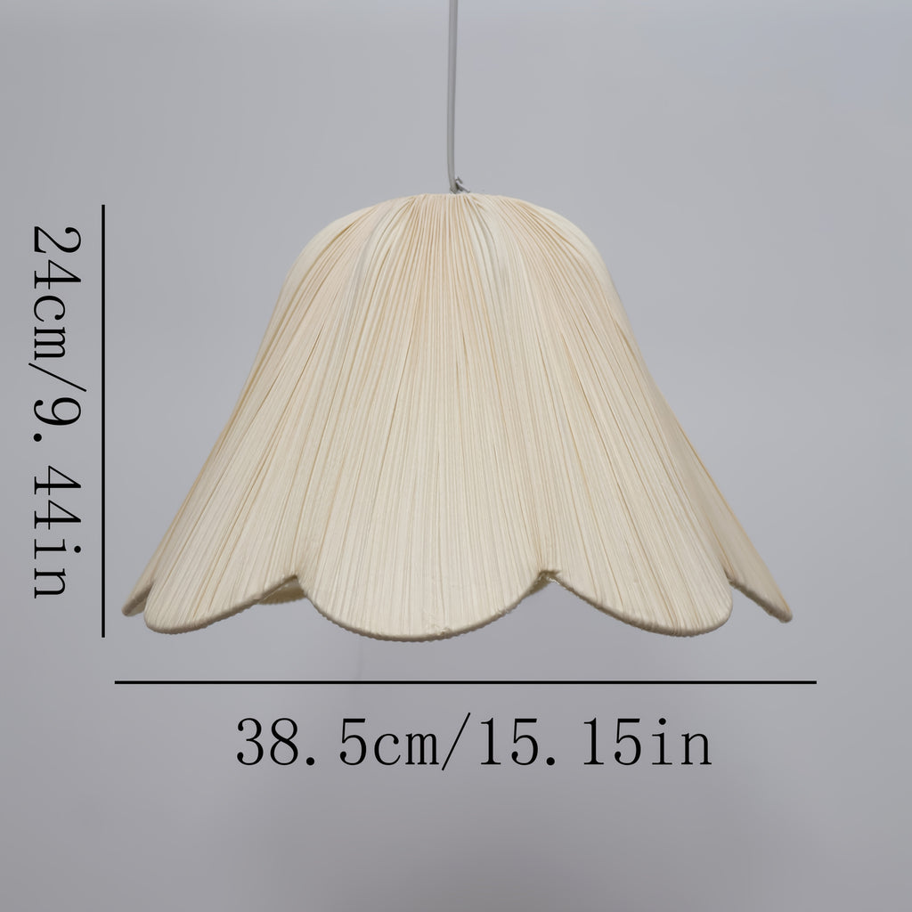 Abat-jour fleur en tissu plissé beige clair à bord festonné