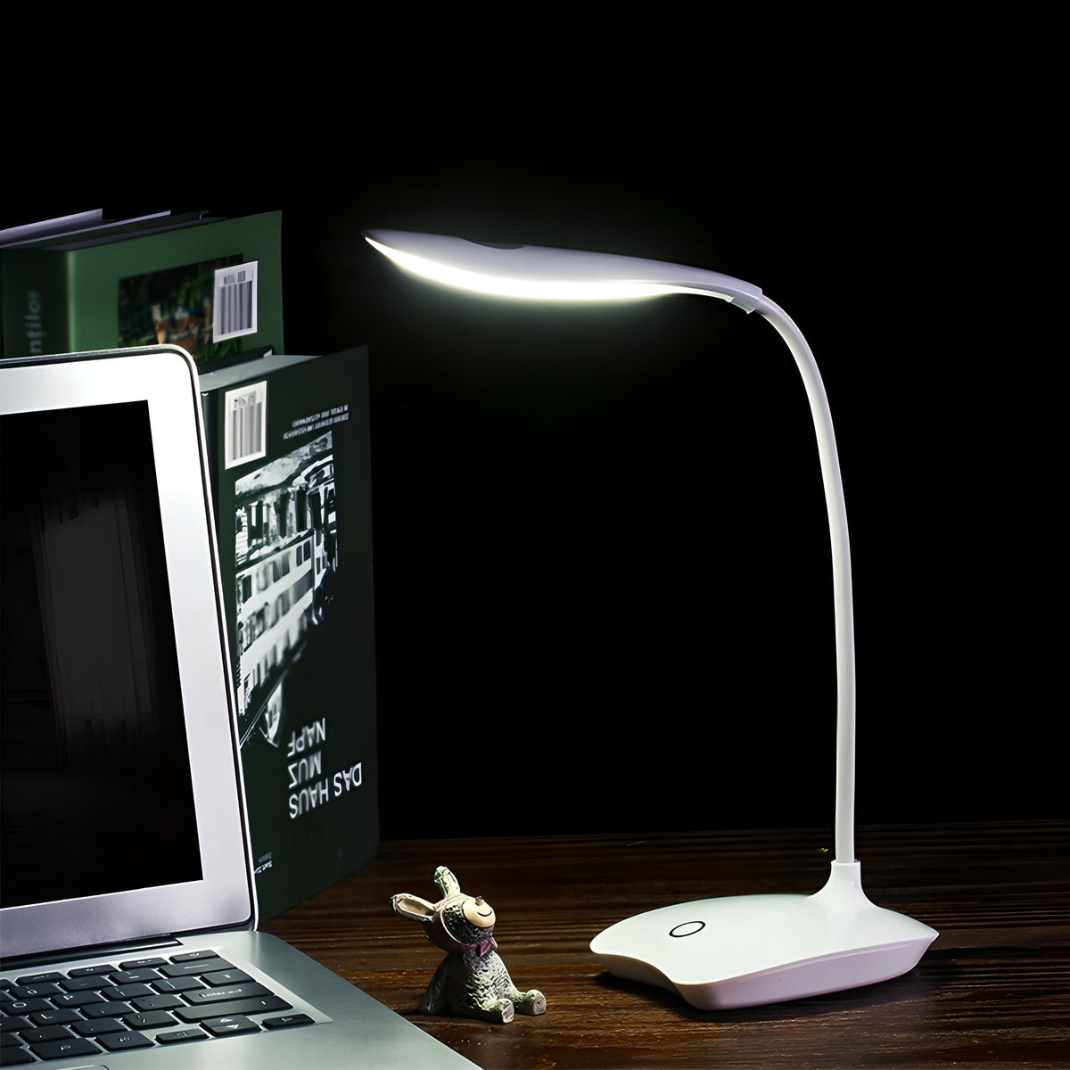 Lampe de bureau LED tactile à col flexible blanc, 14 LED à 5000 K