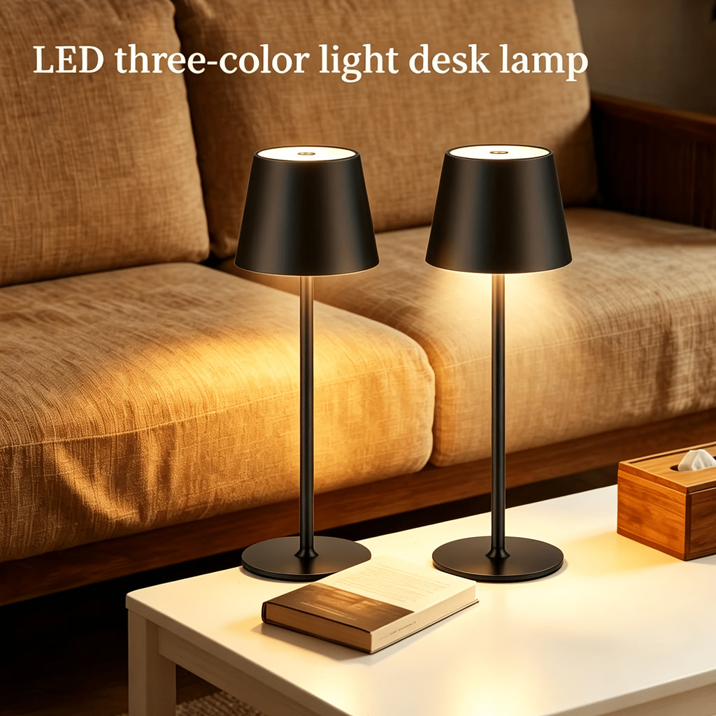 Lot de 2 lampes de table sans fil en métal, trois teintes, tactiles