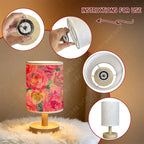 Lampe de chevet à roses peintes façon gouache, abat-jour tissu USB