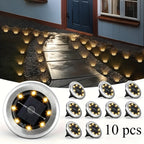 Spot solaire à enterrer finition inox, 8 LED, Ø 7,2 cm, lot de 10
