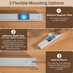 Lot de 3 réglettes LED à détecteur, 25, 35 ou 60 cm, trois fixations