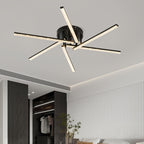 Plafonnier LED à branches rayonnantes, doré, noir ou blanc, 76 cm