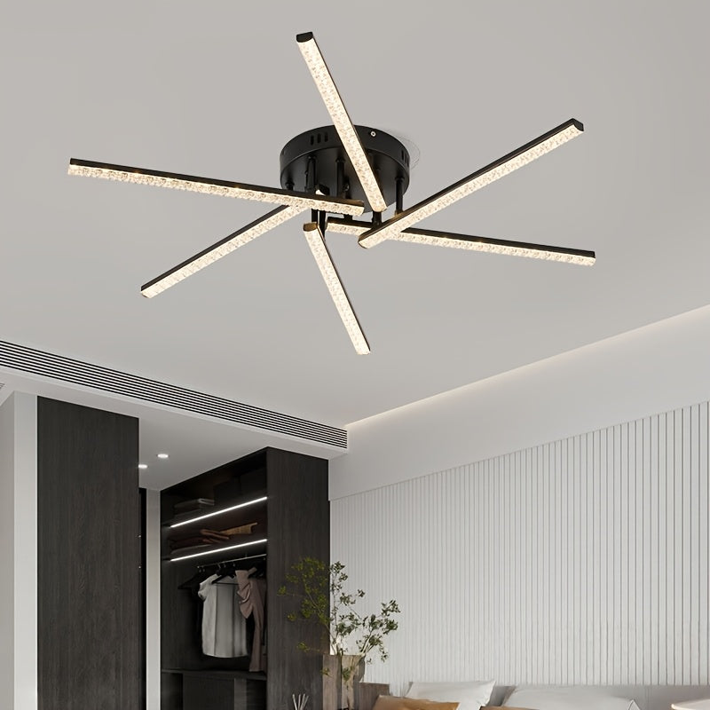 Plafonnier LED à branches rayonnantes, doré, noir ou blanc, 76 cm