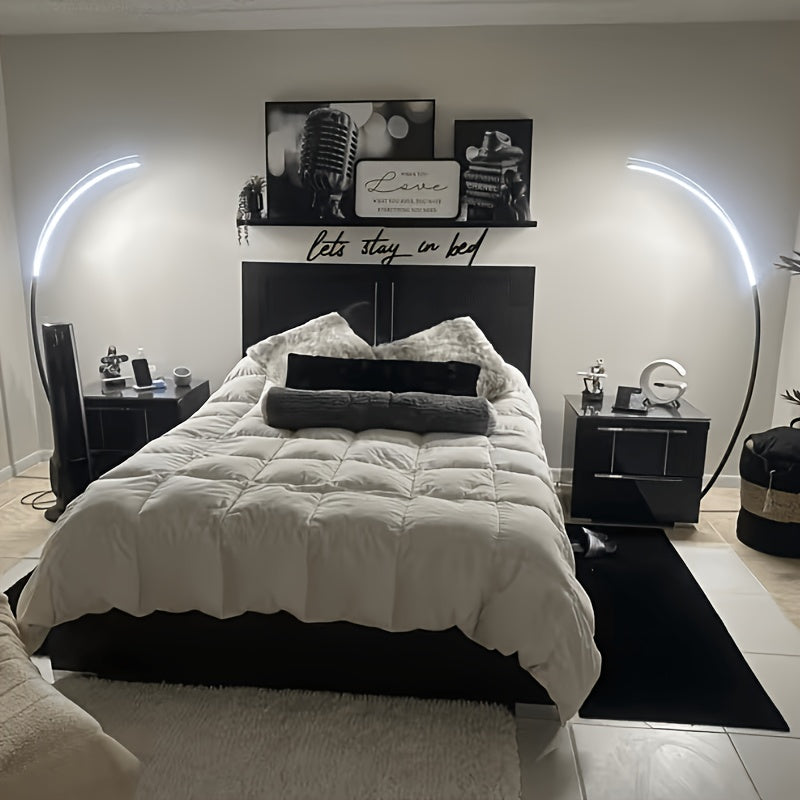 Lampadaire arc LED noir ou blanc à diffuseur silicone, 165 cm