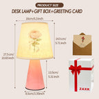 Lampe de chevet rose à rose aquarelle, abat-jour lin et coffret