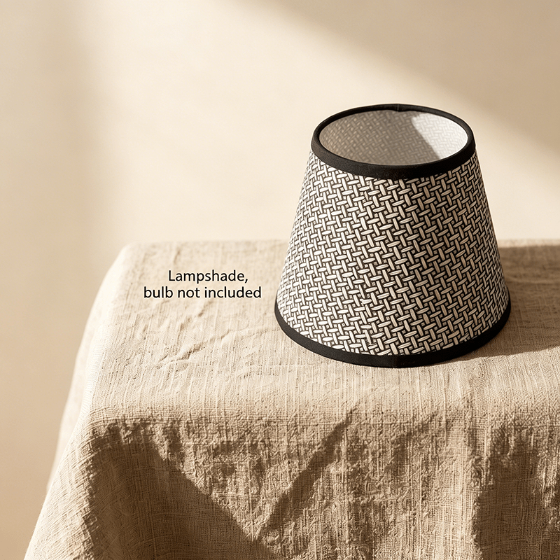 Lot de 2 abat-jour coniques à motif tressé noir et blanc, Ø 20 cm