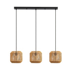 Suspension 3 lumières tressée, barre noire de 71 cm, douilles E27