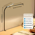 Lampe de bureau LED à pince double tête, col de cygne de 50 cm