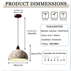 Suspension dôme effet ciment texturé et bois, Ø 28 cm, E27