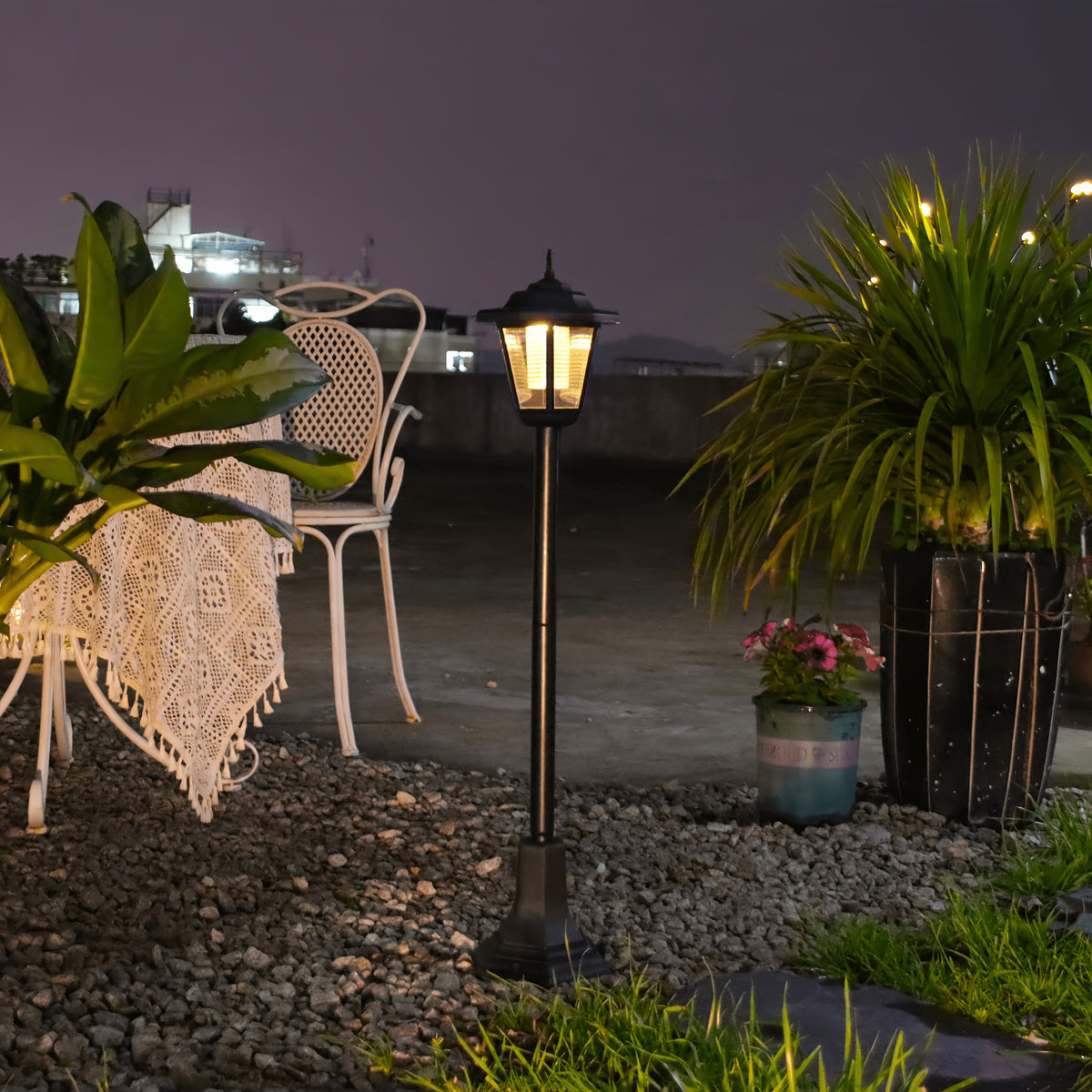 Lampadaire solaire rétro de 82 cm pour allée de jardin, IP44