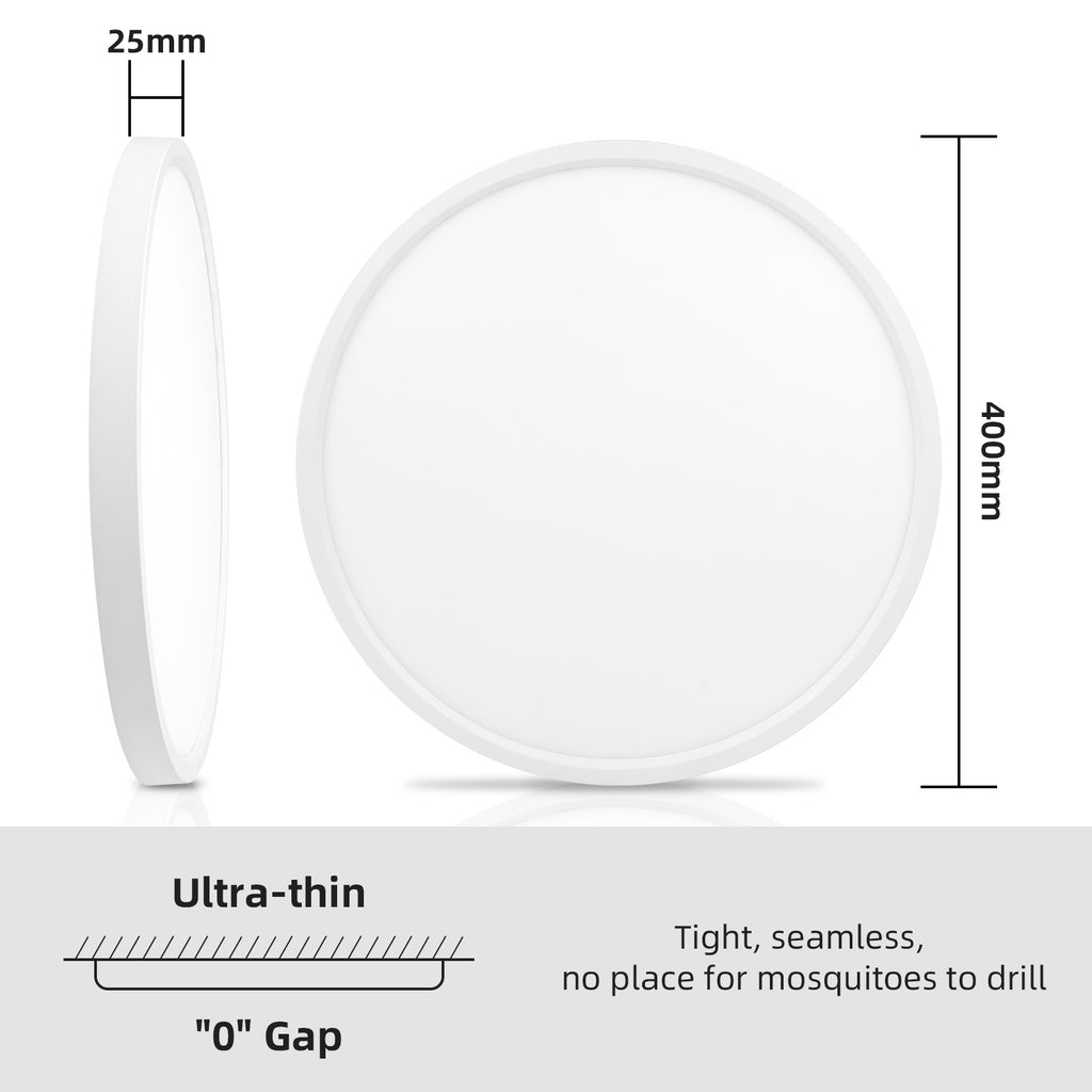 Plafonnier LED rond ultra-fin Ø 40 cm, 48 W blanc froid, lot de 4