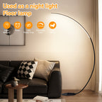 Lampadaire arc LED à variateur, pédale et télécommande, 165 cm