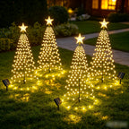 Sapin de Noël lumineux solaire en spirale à étoile, 93 cm, 80 LED